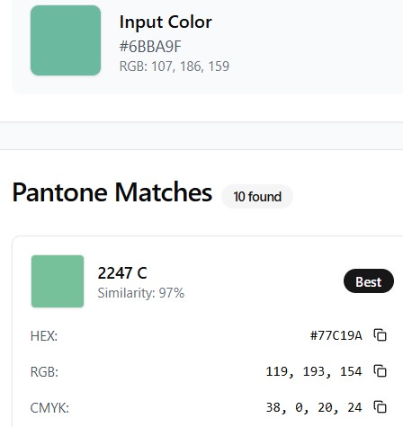 Hex versus Pantone comparison